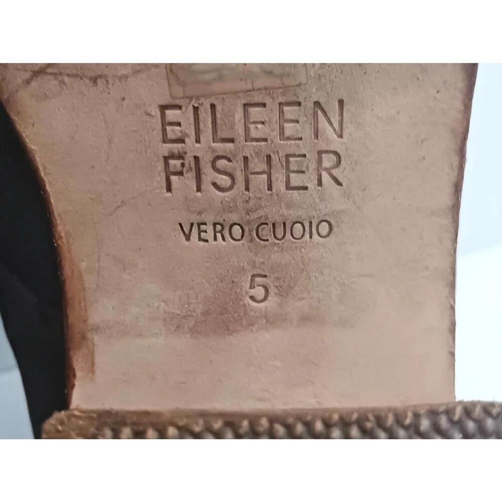 Eileen Fisher Ember Mushroom Brown Suede Ankle Boot Sz 5 Wood Block Heel Zip